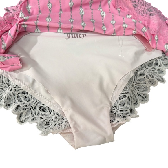 Juicy Couture NWT 3 Pk Size XL Pink Patterned Black & Blush Lace Panties (I019) - Picture 6 of 9